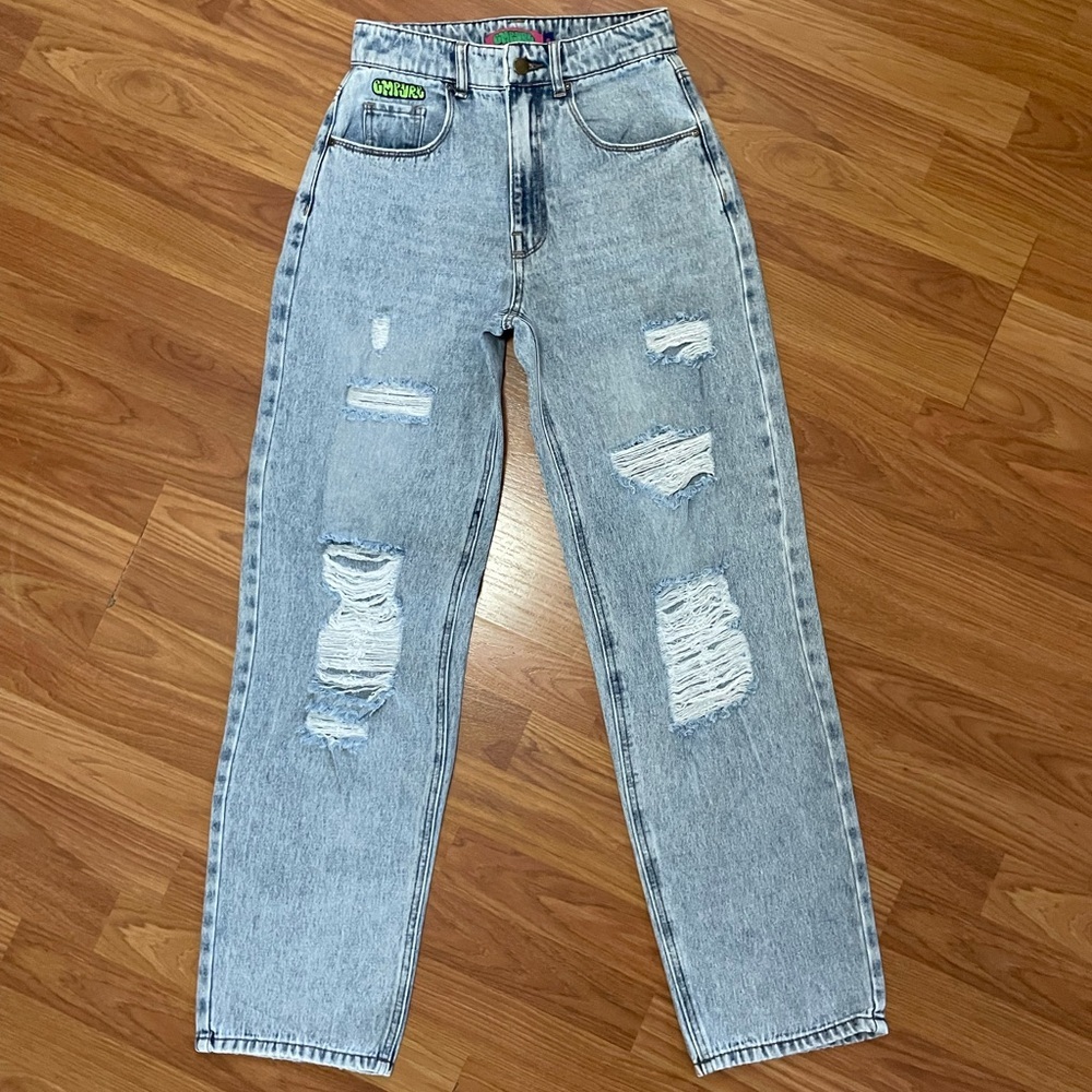 Zumiez Empyre Tori Courtney Wash Skate Denim Jeans Baggy High Rise Distressed 0 - Picture 5 of 16